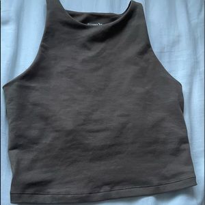 Brown cropped high neck tank top